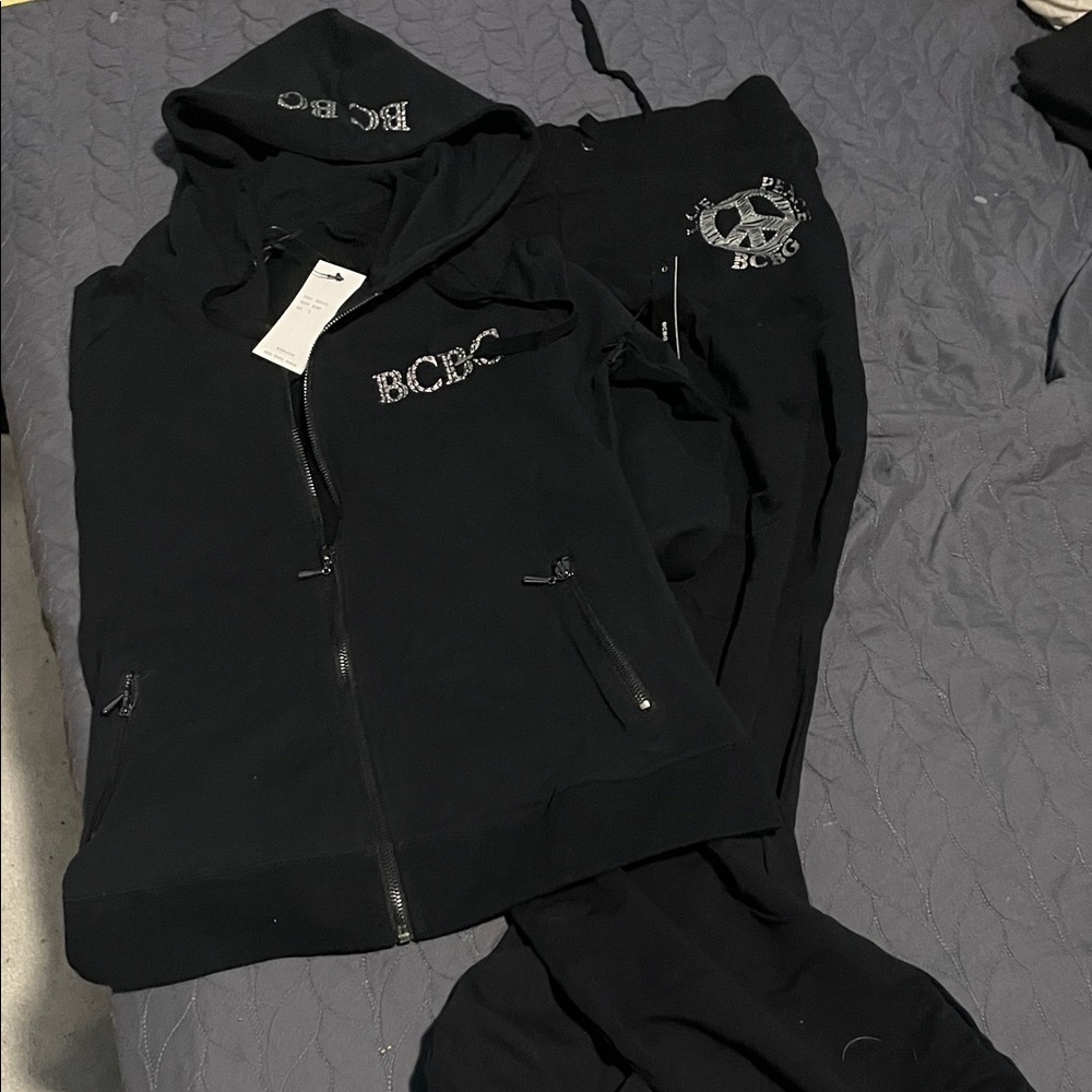 BCBG Black Zip-Up Hoodie and Joggers peace love and BCBG!! Way cute